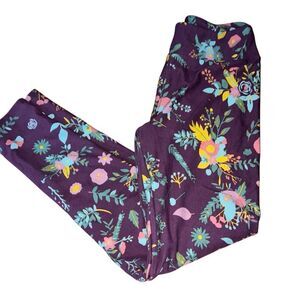 Women’s maroon LulaRoe leggings floral print one size